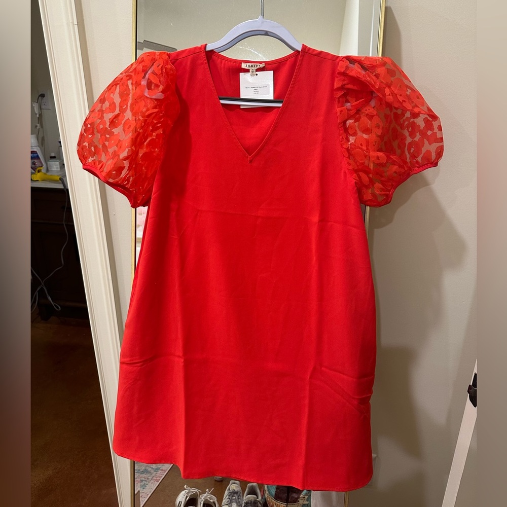 Puff Sleeve red dress
